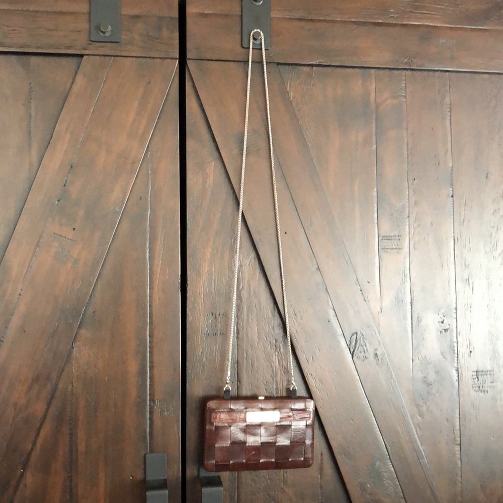 Brighton NEW Brown Leather Woven Crossbody Wallet Case